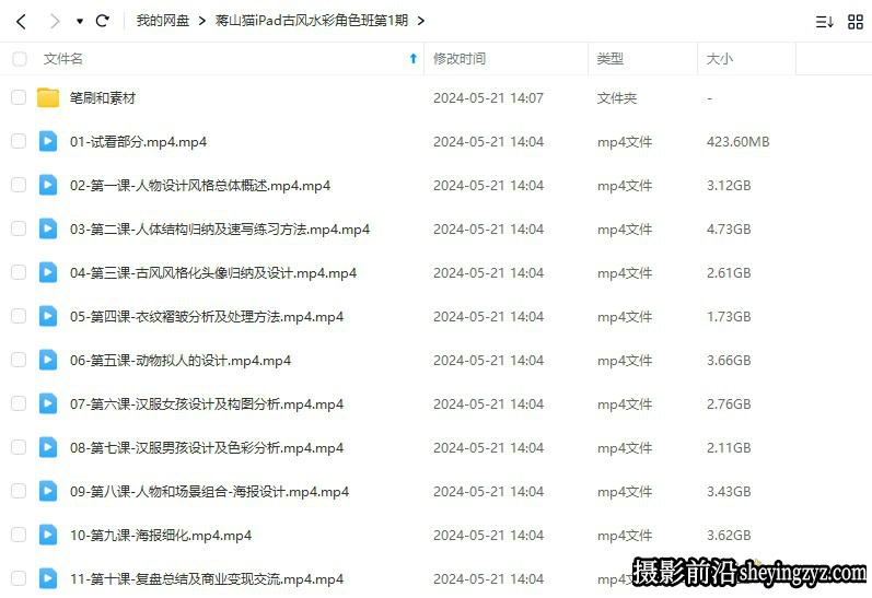 蒋山猫iPad古风水彩角色班第1期笔刷+素材