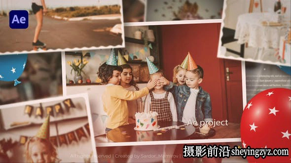 AE模板-生日照片相册庆祝片头模板 Happy Birthday Gallery
