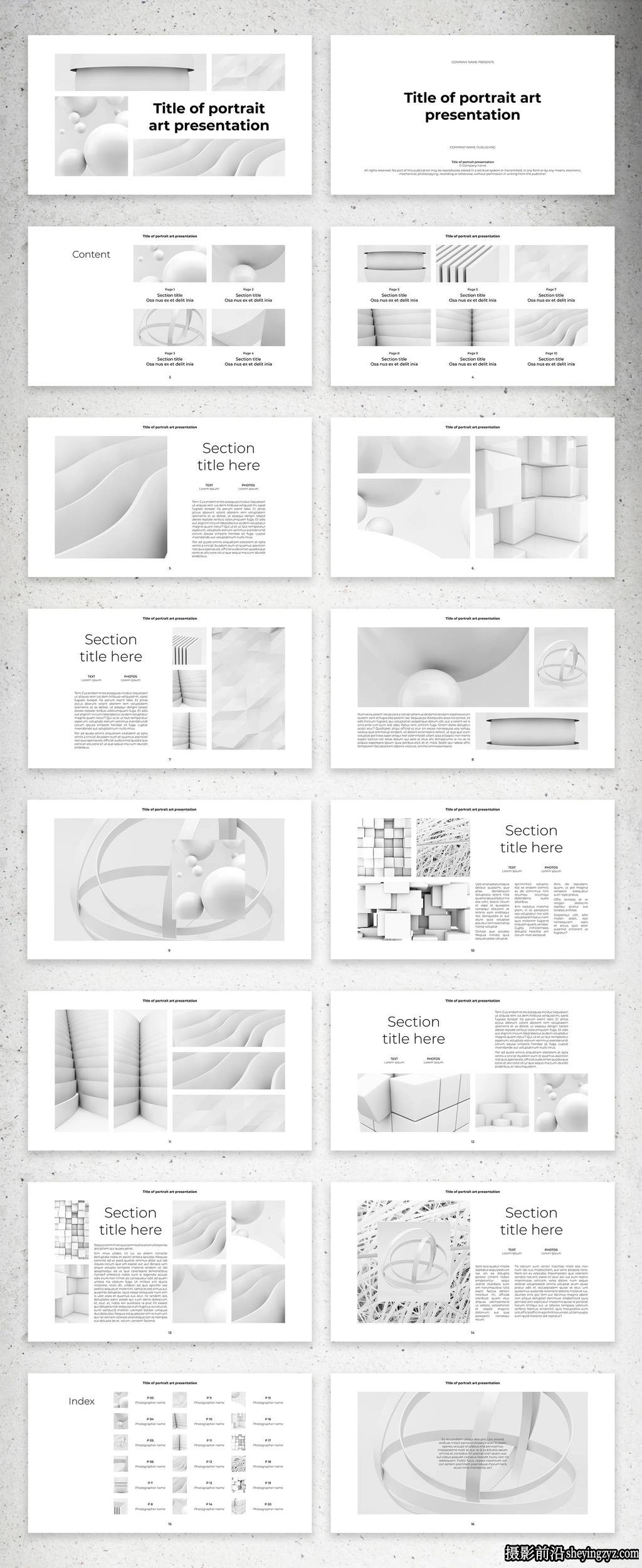 黑白数字演示布局InDesign模板