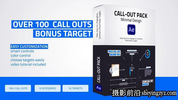AE模板-100组呼叫指示线动画模板 Unique Call – Outs Pack