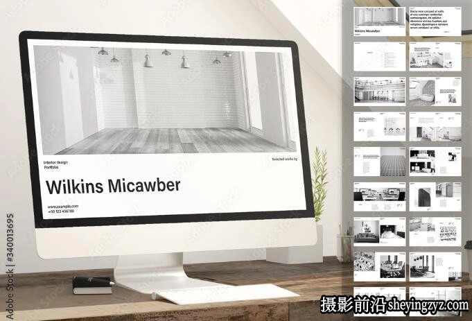 黑白组合数字演示布局InDesign模板