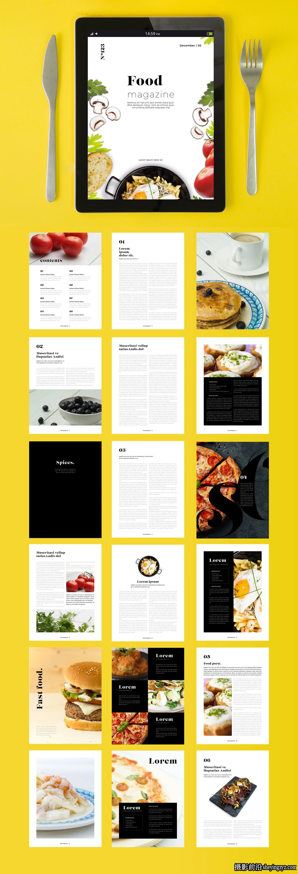 美食食品和生活方式杂志布局InDesign模板