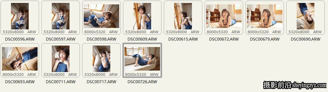 蓝衣美少女室内私房人像原片12张-索尼ARW原图