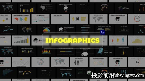 AE模板-扁平化数据图表柱状图饼状图动画 Infographics