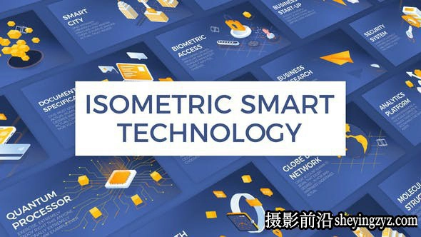 AE模板-扁平化三维等距场景动画模板 Isometric Smart Techno