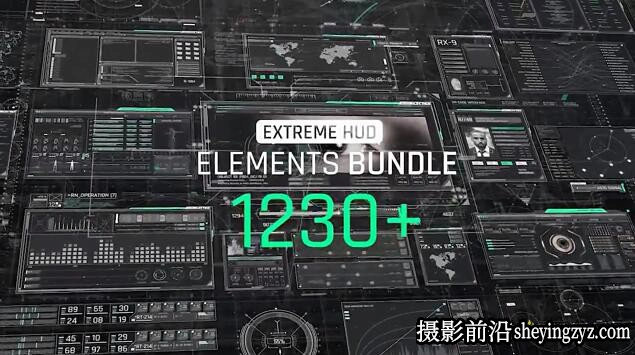 AE模版1230+科技感HUD元素动画模板 Extreme HUD Elements Bundle 1200