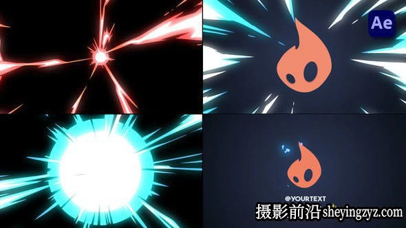 AE模板- 2D卡通能量Logo动画模板 2D Cartoon Energy Logo Opener