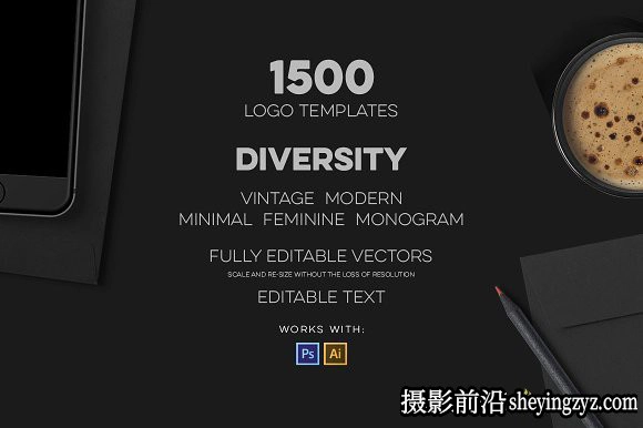 终极1500+Logo标志徽标样机合集 Logos Bundle Collection
