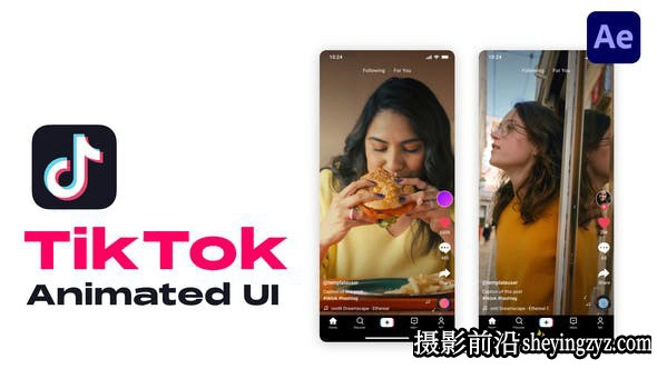 AE模板- 抖音短视频界面视频展示动画模板 TikTok Animated UI