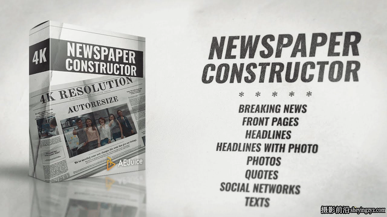 AE/PR模板-新闻报纸头条图文模板 AEJuice Newspaper Constructor
