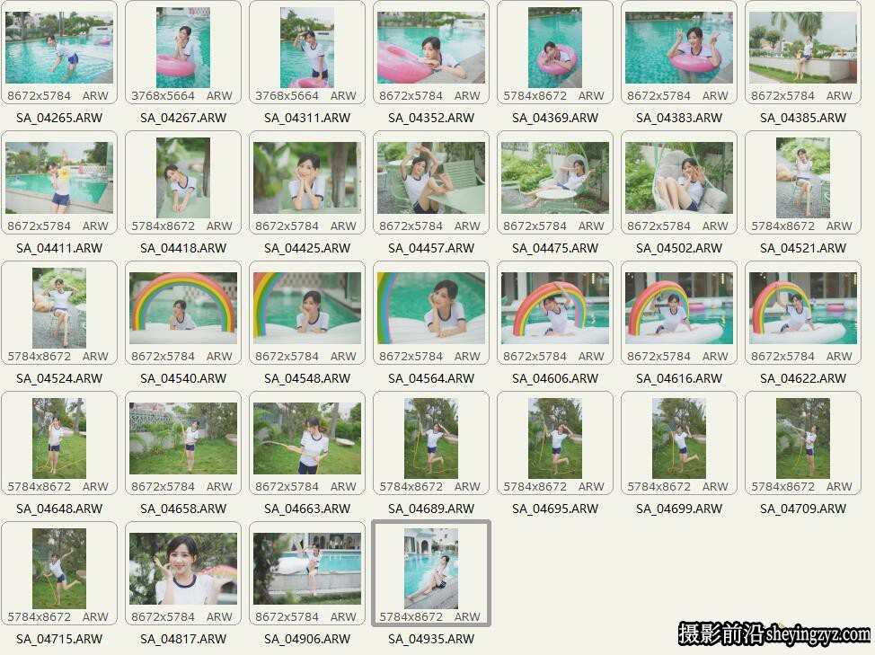 泳池清新美女写真人像摄影RAW原图练习素材32张