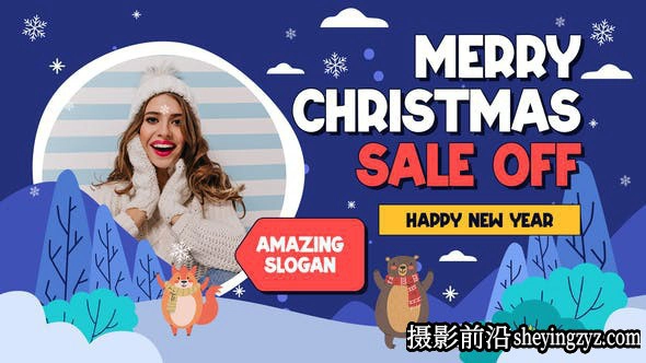 AE模板- 卡通场景宣传视频片头模板 Winter Sale Slides Promo