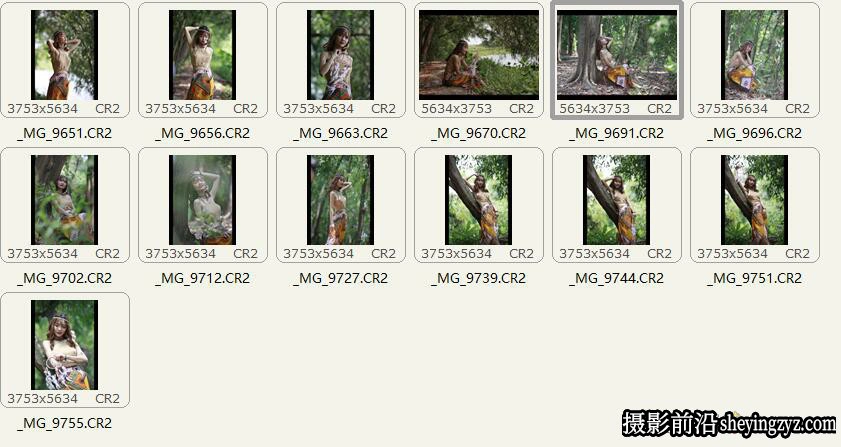 森系写真美女人像摄影未修RAW原图练习素材13张