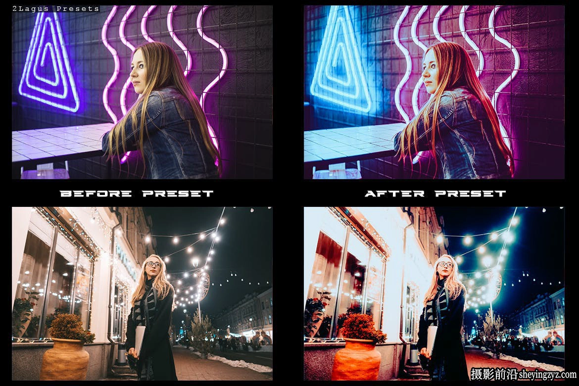 城市街道霓虹灯电影人像lr预设 Neon Vibes 4 Lightroom Presets