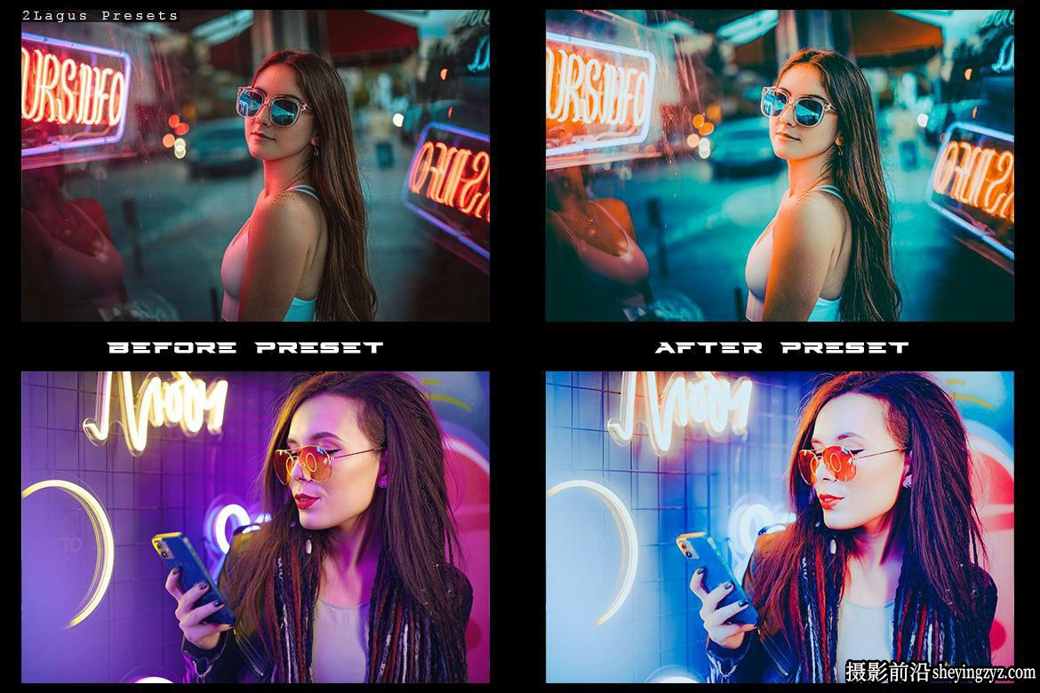 城市街道霓虹灯电影人像lr预设 Neon Vibes 4 Lightroom Presets
