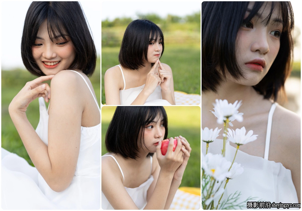 清纯美女草地写真摄影未修RAW原片素材12张