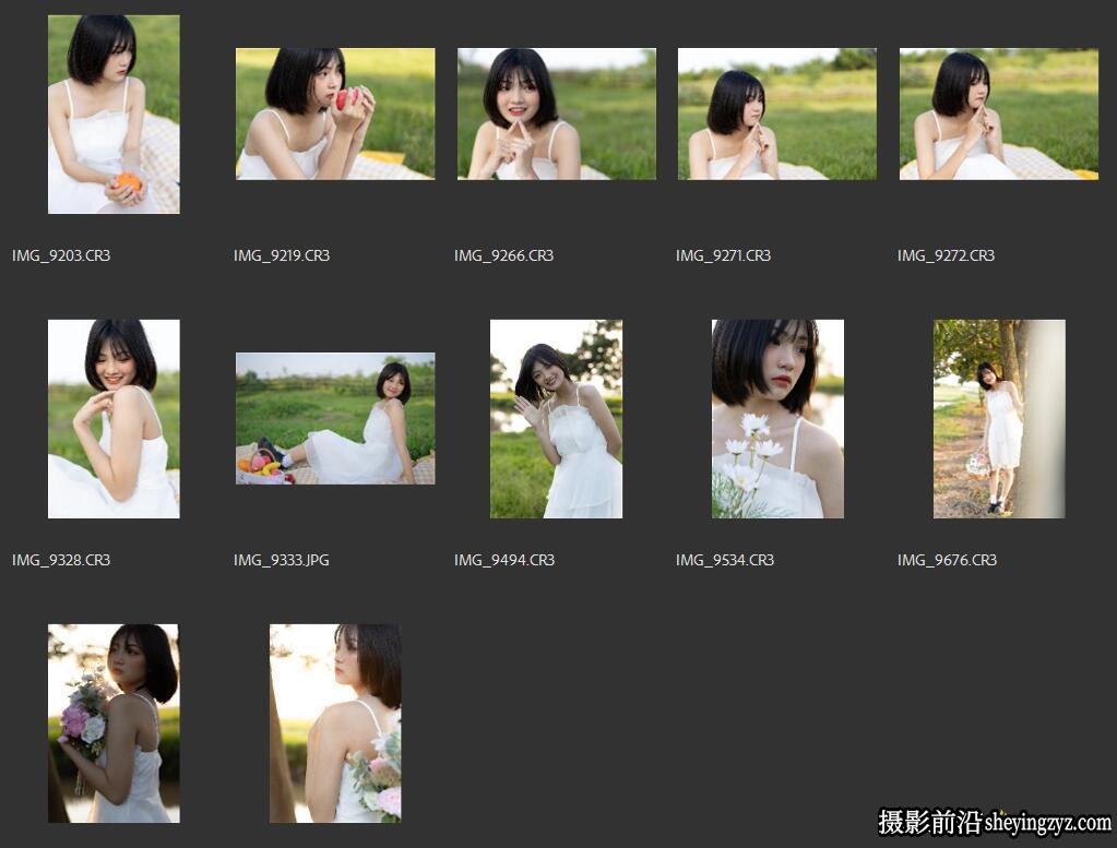 清纯美女草地写真摄影未修RAW原片素材12张