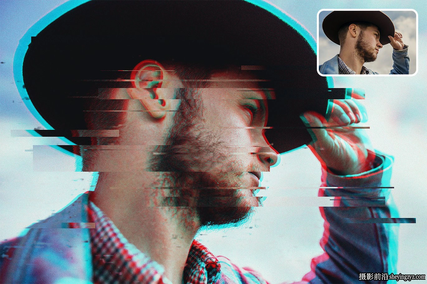 故障毛刺照片效果智能预设模版 Glitch Photo Effect