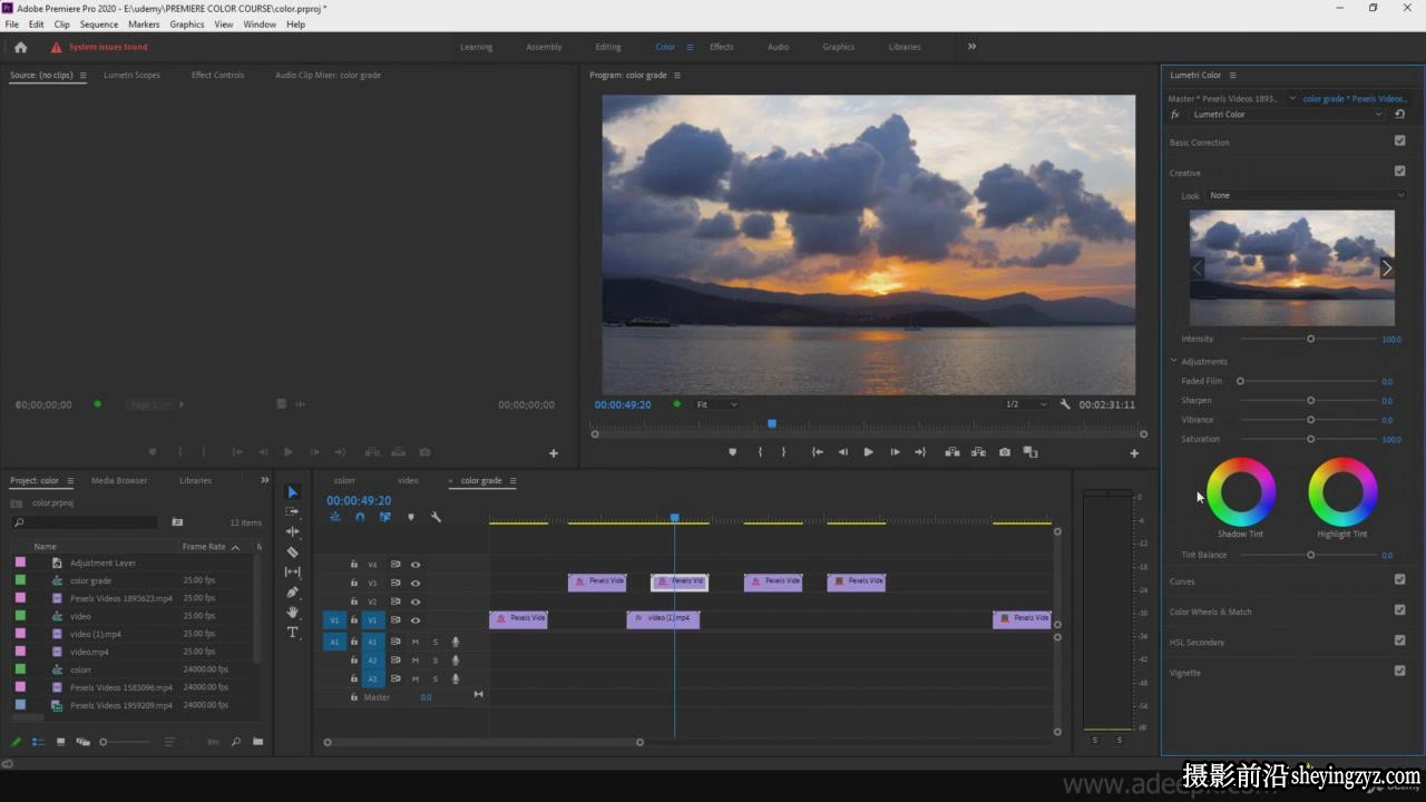Premiere Pro 2022 Lumetri色彩校正和分级调色教程-中英字幕