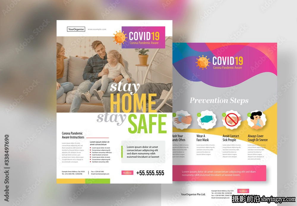 Covid-19 医疗传单布局InDesign模板