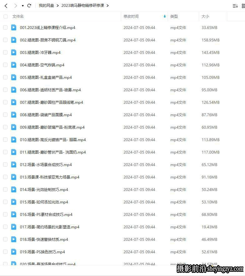 静物产品精修研修教程21课完整版中文视频教程