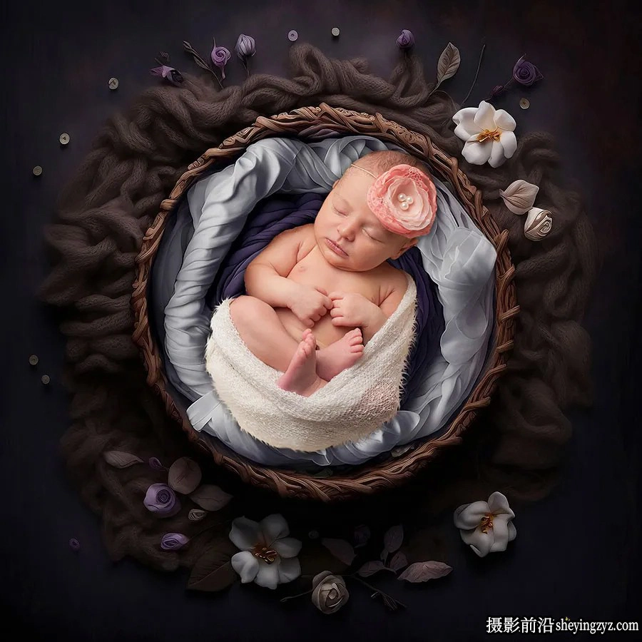 高清新生儿婴儿影楼摄影数字背景25张