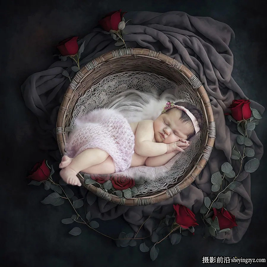 高清新生儿婴儿影楼摄影数字背景25张