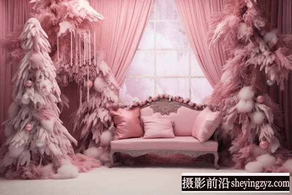 免费仙境高清粉色圣诞影楼背景素材