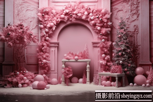 免费仙境高清粉色圣诞影楼背景素材