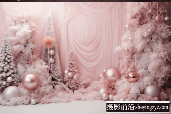 免费仙境高清粉色圣诞影楼背景素材