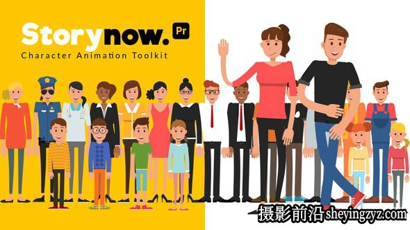 PR模板-卡通人物场景解说MG图形动画模版 Story Now Characters