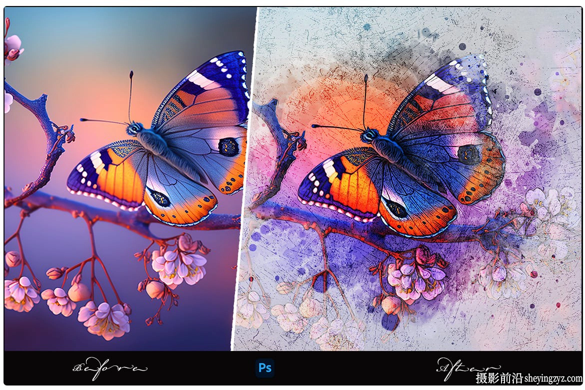 水彩颜料素描照片智能模版 Watercolor Paint Sketch Photo Effect