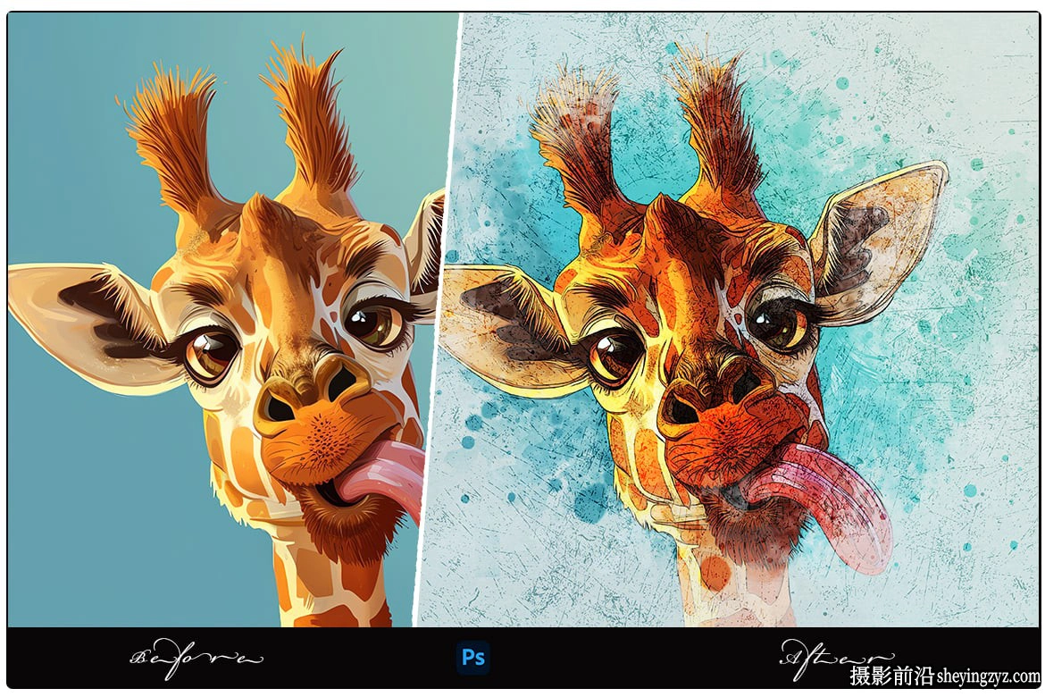 水彩颜料素描照片智能模版 Watercolor Paint Sketch Photo Effect