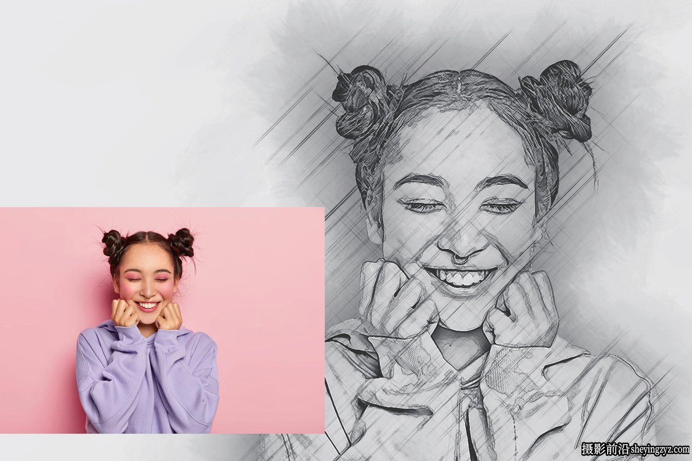 铅笔画素描特效PS动作 Pencil Sketch Photoshop Effect