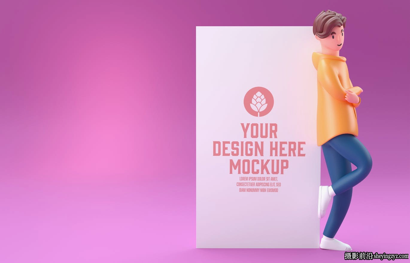 3D人物白板屏幕手机样机