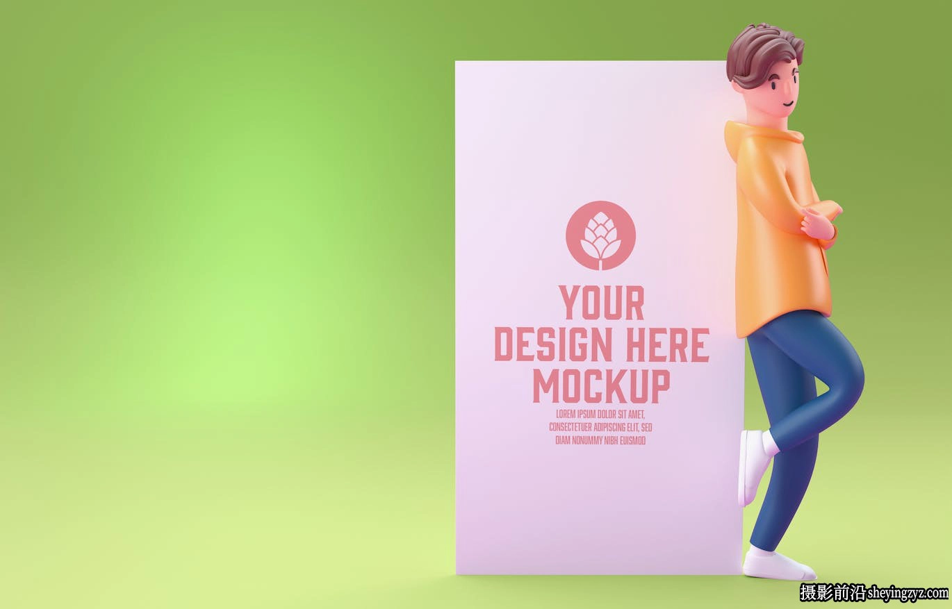 3D人物白板屏幕手机样机
