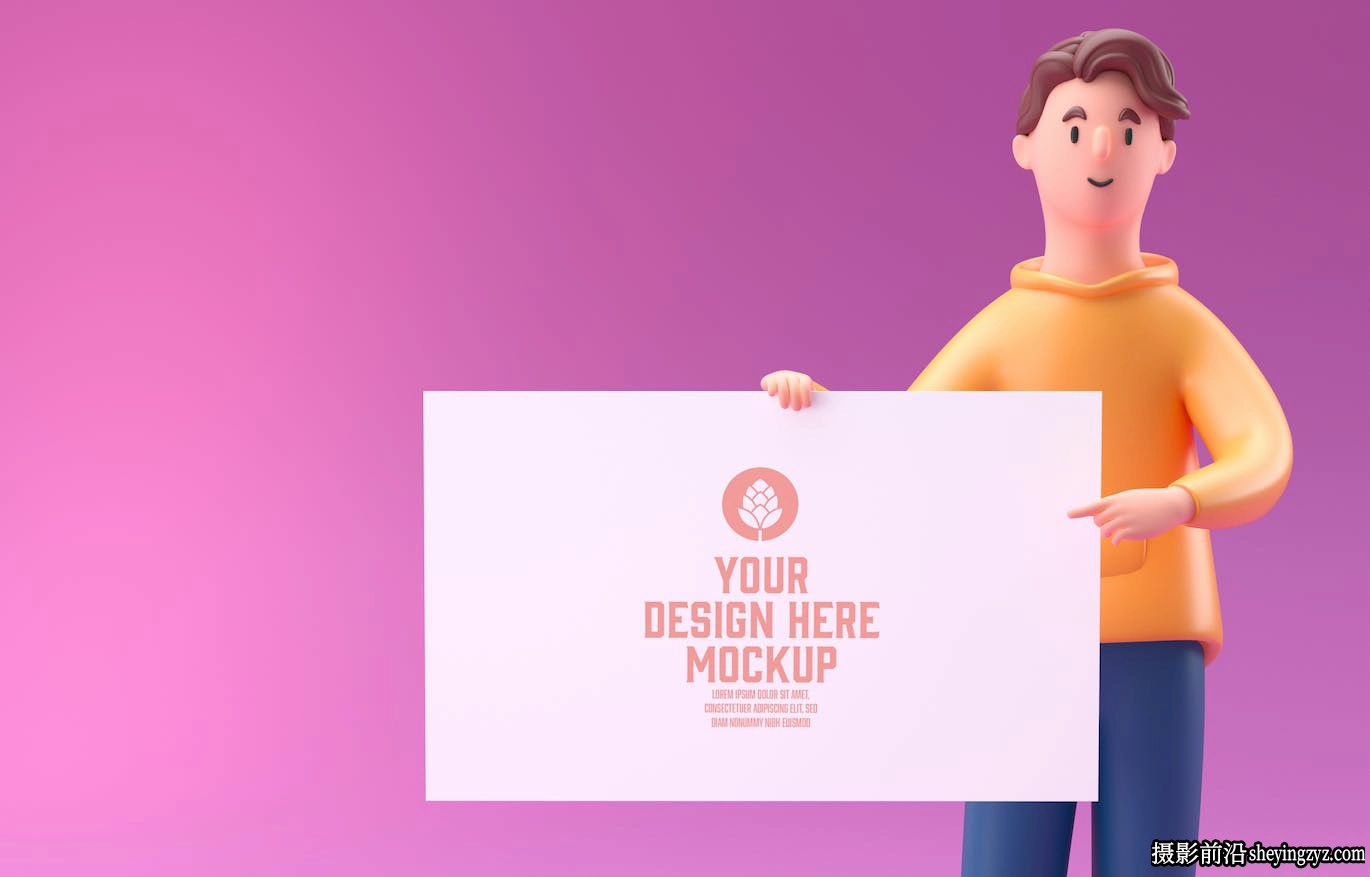 3D人物白板屏幕手机样机