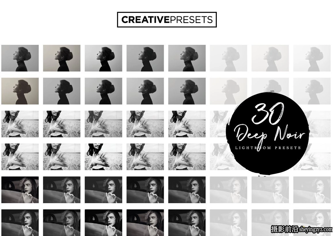 最好的古典黑白电影胶片Lr预设 Deep Noir BW Lightroom Presets