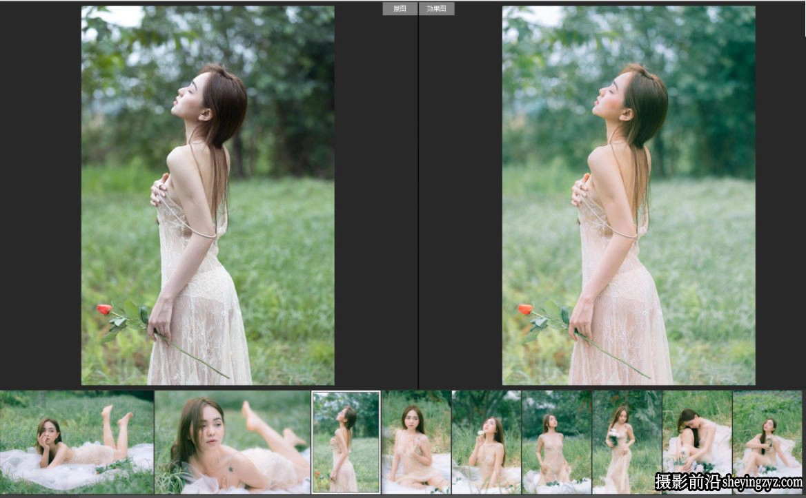 蕾丝吊带睡裙女孩外拍写真RAW原图9张-佳能CR3格式