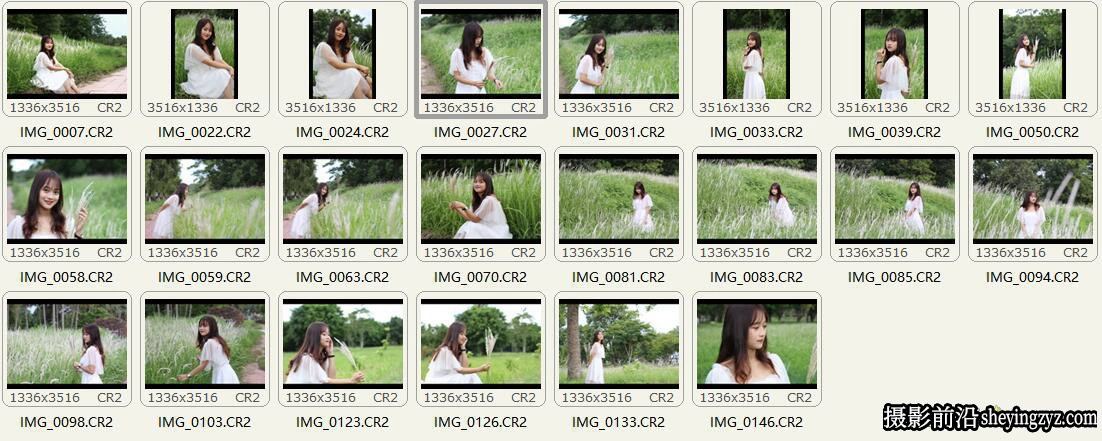 清新美女户外写真人像摄影RAW原片练习素材22张