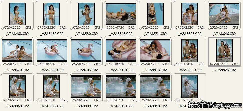 性感情侣泳池写真人像摄影后期修饰RAW原片素材20张
