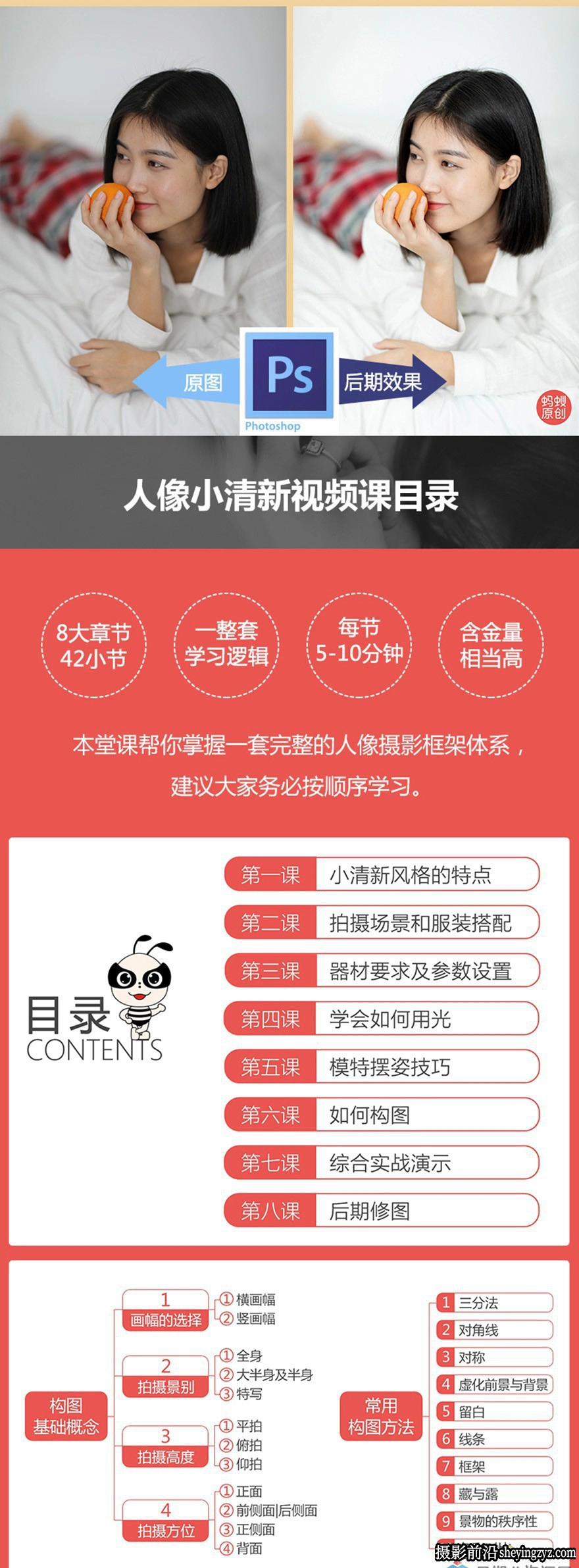 蚂蚁摄影-小清新人像摄影服装用光摆姿色彩构图及后期中文教程