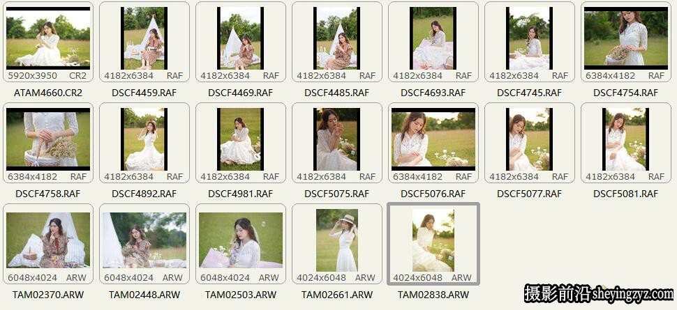 户外美女写真人像摄影修图练习RAW原图素材19张