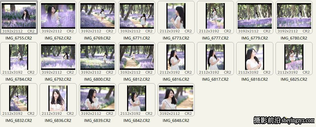 户外薰衣草美女写真人像摄影RAW原图练习素材21张
