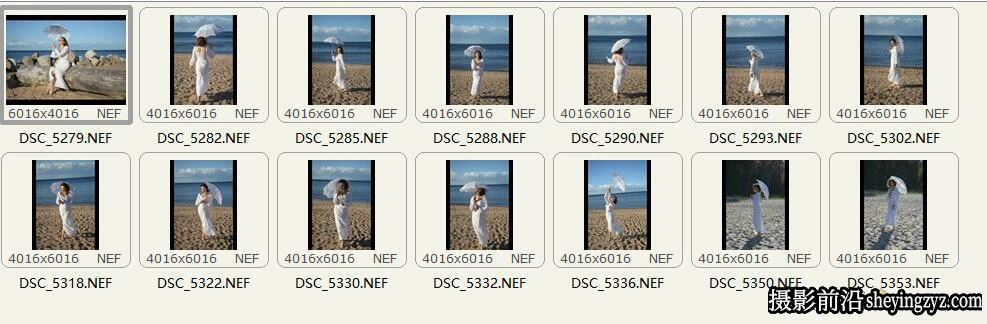 海边白裙美女旅拍写真人像摄影RAW原图练习素材14张