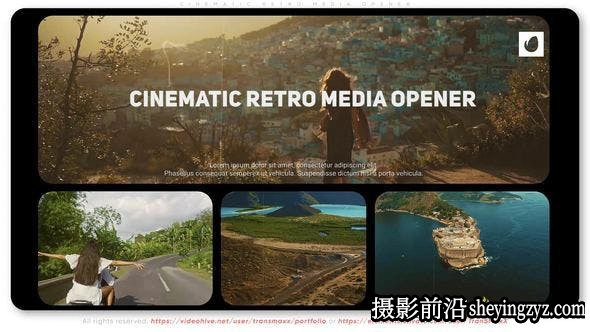 AE模板-分屏视频开场模版 Cinematic Retro Media Opener