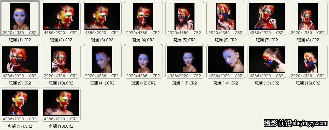 欧美彩妆人像摄影RAW原图18张,人像精修练习RAW素材