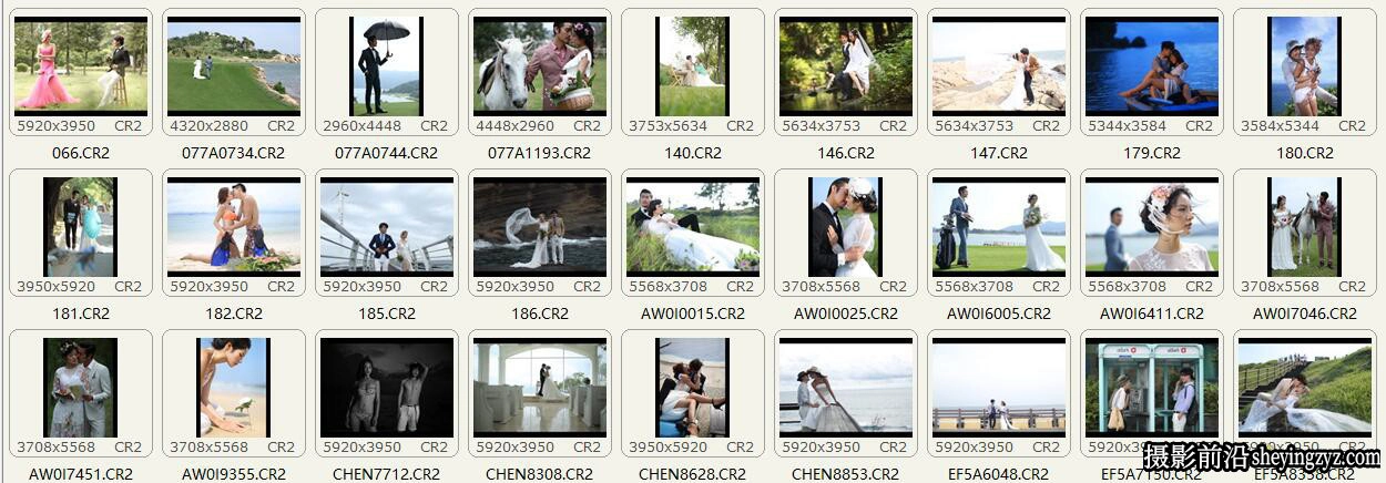 影楼旅拍婚纱RAW原图,婚纱修图练习RAW素材72张
