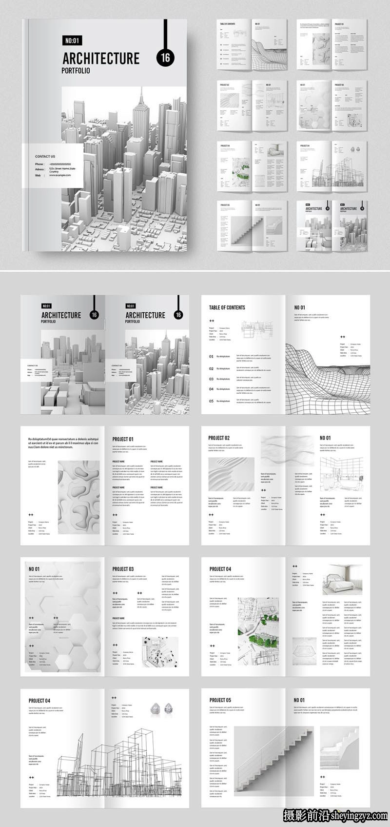建筑摄影画册作品集布局InDesign模板
