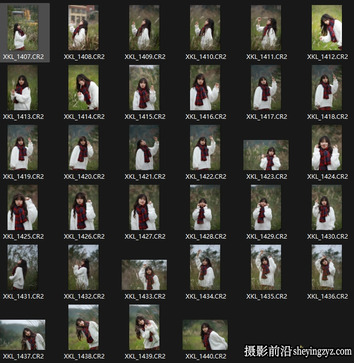 白毛衣围脖女孩raw原图34P,人像调色练习RAW素材